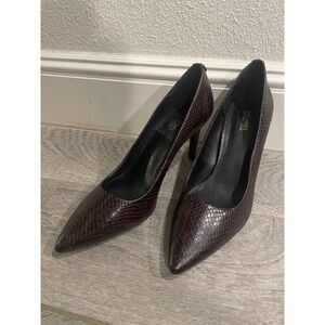 Michael Michael Kors Burgundy Snakeskin Embossed Pointed Toe Stiletto Pumps 8